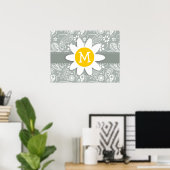 Daisy on Ash Gray; Gray Paisley Poster (Heimbüro)