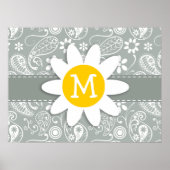 Daisy on Ash Gray; Gray Paisley Poster (Vorne)
