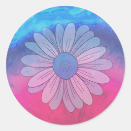 Daisy on Blue and Pink Background Runder Aufkleber