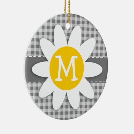 Daisy on Gray Gingham Keramikornament (Rechts)