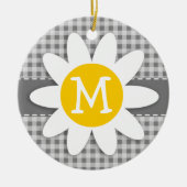 Daisy on Gray Gingham Keramikornament (Vorne)