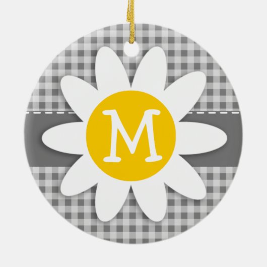 Daisy on Gray Gingham Keramikornament (Hinten)