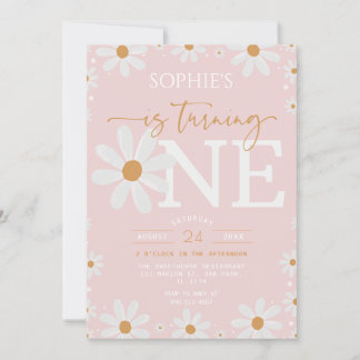 Daisy One Floral Boho 1. Geburtstag Einladung