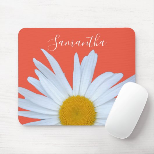 Daisy Orange Elegant White Script Mousepad (Mit Mouse)