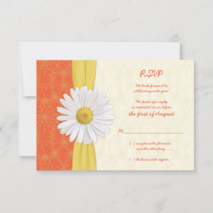 Daisy Orange, Gelb, Elfenbein Hochzeit Antwortkart RSVP Karte