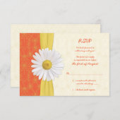Daisy Orange, Gelb, Elfenbeinheiratskarte RSVP Karte (Vorne/Hinten)