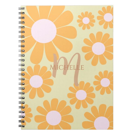 Daisy Orange Monogram Notizblock (Vorderseite)