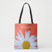 Daisy Orange White Script Tote Bag Tasche (Vorderseite)