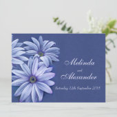 Daisy Osteospermum Hochzeit Einladung blau lila (Stehend Vorderseite)