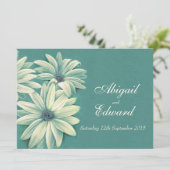 Daisy Osteospermum Hochzeit Einladung Grün Sahne (Stehend Vorderseite)