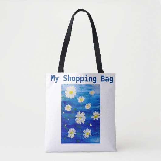 Daisy Painting Designed Reusable Shopping Bag Tasche (Vorderseite)