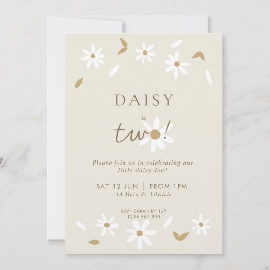 Daisy Party 2. Geburtstag Einladung (Vorderseite)
