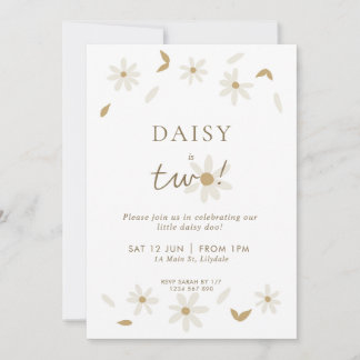 Daisy Party 2. Geburtstag Einladung - Weiß