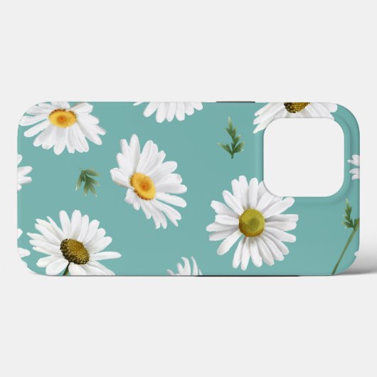 Daisy Pattern, Aquamariner Hintergrund, Case-Mate iPhone Hülle (Rückseite (Horizontal))