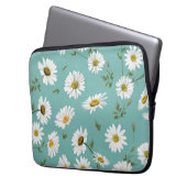 Daisy Pattern, Aquamariner Hintergrund Laptopschutzhülle (Vorderseite Links)