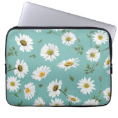 Daisy Pattern, Aquamariner Hintergrund Laptopschutzhülle (Vorderseite)