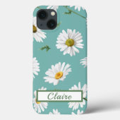 Daisy Pattern, Aquamariner Hintergrund, Personalis Case-Mate iPhone Hülle (Rückseite)