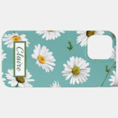 Daisy Pattern, Aquamariner Hintergrund, Personalis Case-Mate iPhone Hülle (Rückseite (Horizontal))