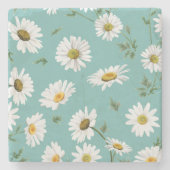 Daisy Pattern, Aquamariner Hintergrund Steinuntersetzer (Vorderseite)
