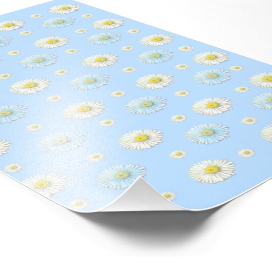 Daisy Pattern auf hellblauem Hintergrund Fotodruck (Ecke)