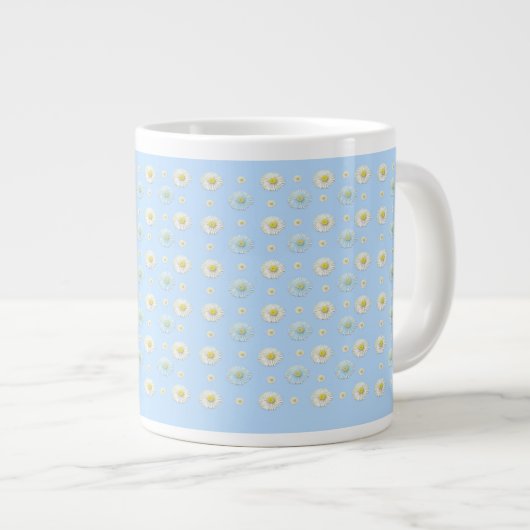Daisy Pattern auf hellblauem Hintergrund Jumbo-Tasse (Vorderseite Rechts)