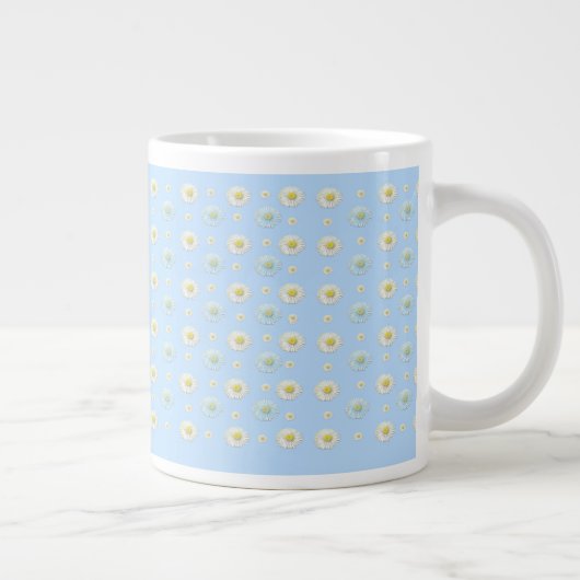 Daisy Pattern auf hellblauem Hintergrund Jumbo-Tasse (Rechts)