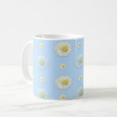 Daisy Pattern auf hellblauem Hintergrund Kaffeetasse (Vorderseite Links)