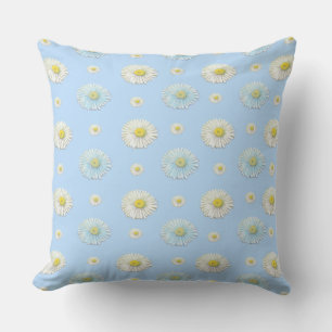 Daisy Pattern auf hellblauem Hintergrund Kissen