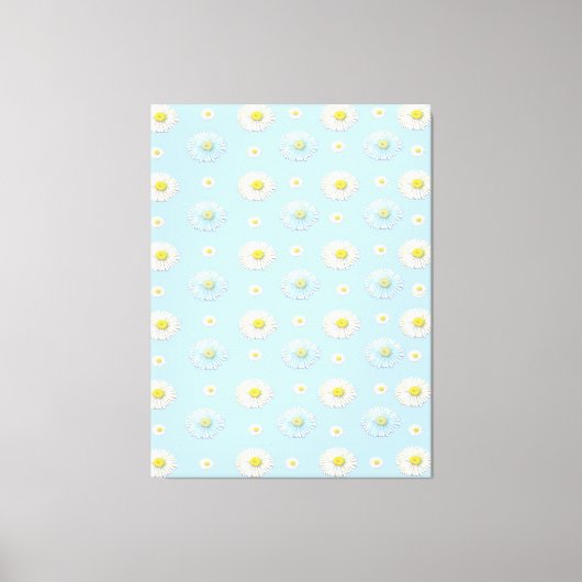 Daisy Pattern auf hellblauem Hintergrund Leinwanddruck (Vorderseite)