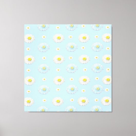 Daisy Pattern auf hellblauem Hintergrund Leinwanddruck (Vorderseite)
