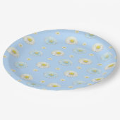 Daisy Pattern auf hellblauem Hintergrund Pappteller (Schrägansicht)