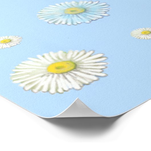 Daisy Pattern auf hellblauem Hintergrund Poster (Ecke)