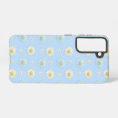 Daisy Pattern auf hellblauem Hintergrund Samsung Galaxy Hülle (Rückseite (Horizontal))