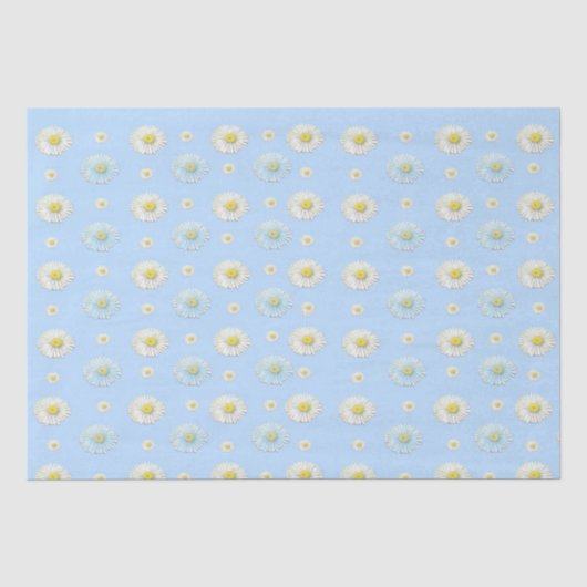 Daisy Pattern auf hellblauem Hintergrund Seidenpapier (Vorderseite)