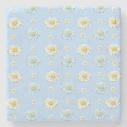 Daisy Pattern auf hellblauem Hintergrund Steinuntersetzer (Vorderseite)