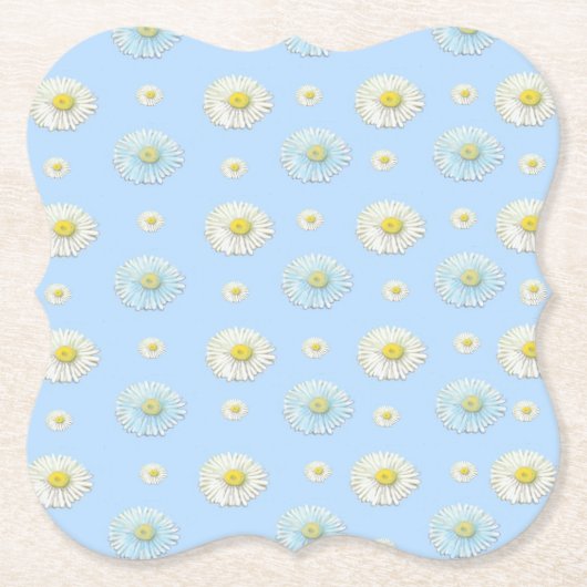 Daisy Pattern auf hellblauem Hintergrund Untersetzer (Vorderseite)