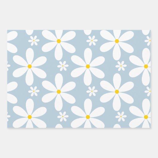 Daisy Pattern (Blau) Geschenkpapier Set (Vorderseite 3)