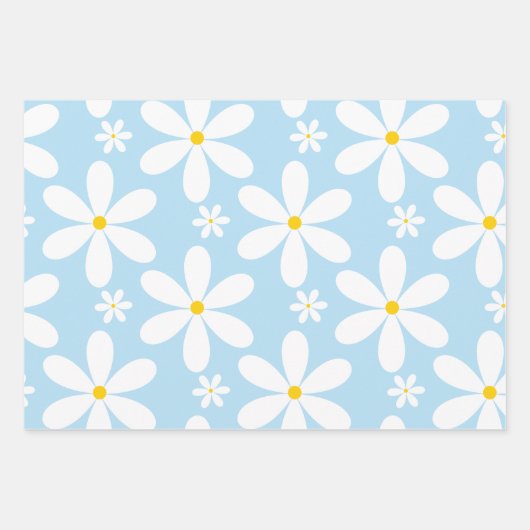 Daisy Pattern (Blau) Geschenkpapier Set (Vorderseite 2)