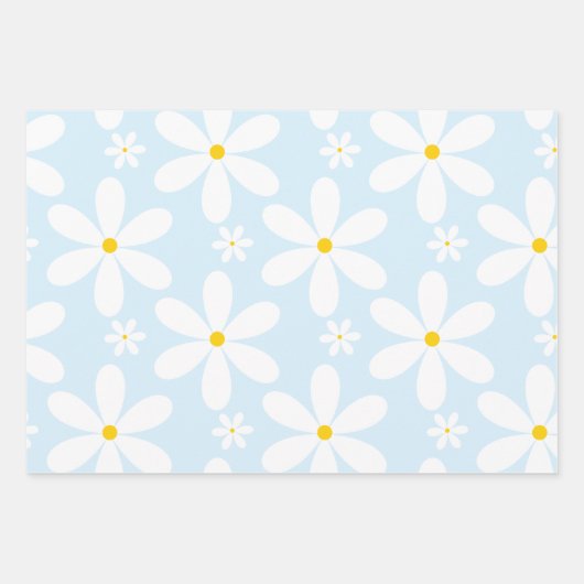 Daisy Pattern (Blau) Geschenkpapier Set (Vorderseite)