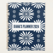 Daisy Pattern Blume Blooms Floral Navy CUSTOM Planer (Vorderseite)