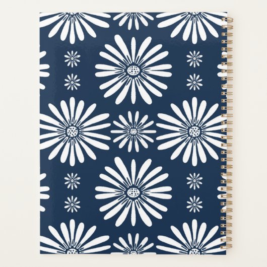 Daisy Pattern Blume Blooms Floral Navy CUSTOM Planer (Rückseite)