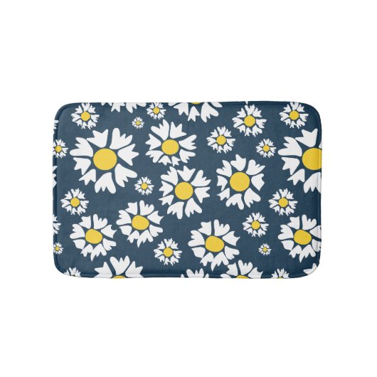 Daisy Pattern, Blumenmuster, weiße Daisien Badematte (Vorderseite)