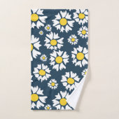 Daisy Pattern, Blumenmuster, weiße Daisien Badhandtuch Set (Handtuch)