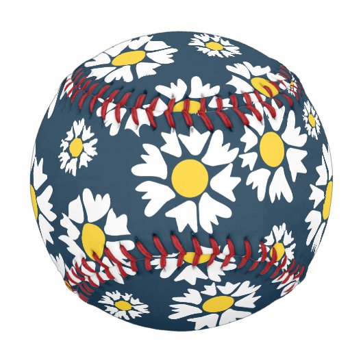 Daisy Pattern, Blumenmuster, weiße Daisien Baseball (Rückseite)