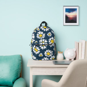 Daisy Pattern, Blumenmuster, weiße Daisien Bedruckter Rucksack