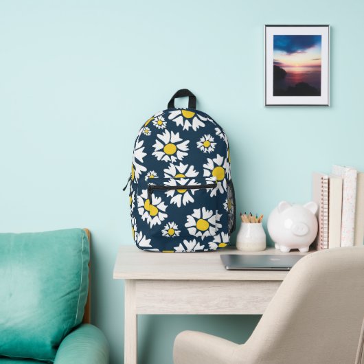 Daisy Pattern, Blumenmuster, weiße Daisien Bedruckter Rucksack (InSitu)