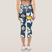 Daisy Pattern, Blumenmuster, weiße Daisien Capri Leggings (Rückseite)