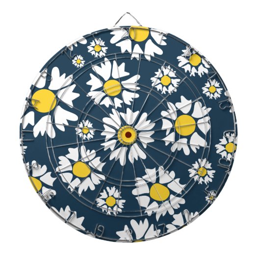Daisy Pattern, Blumenmuster, weiße Daisien Dartscheibe (vorne)