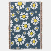 Daisy Pattern, Blumenmuster, weiße Daisien Decke (Vorderseite Vertikal)