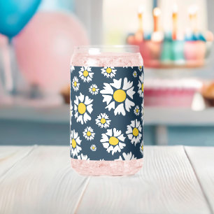 Daisy Pattern, Blumenmuster, weiße Daisien Dosenglas